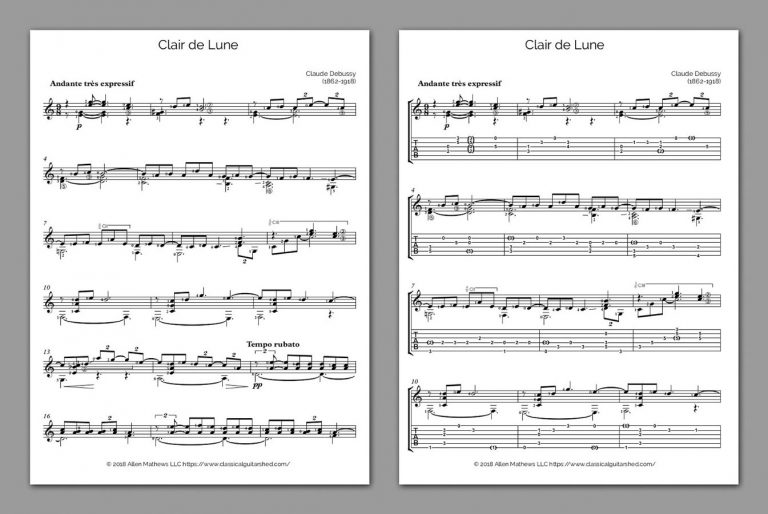 clair de lune guitar tab pdf intermediate